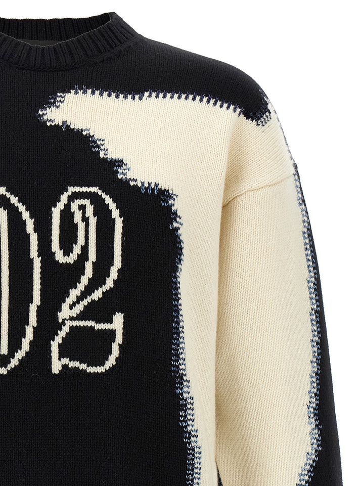 Dsquared2 Two-Tone Sweater Maglioni - Bianco/Nero | 259e08708373fecbfa7e4bb72769925b86357f13