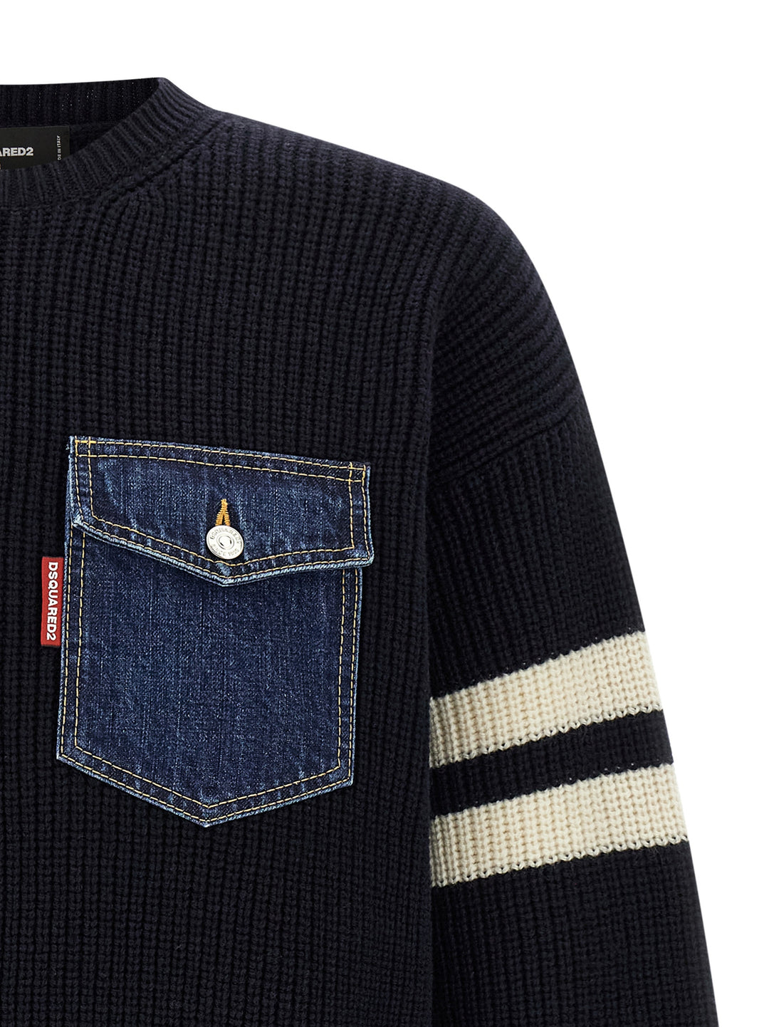 Dsquared2 Denim Mix Maglioni - Blu | 18fb4fdfa093c63cb59b71117818ff854c02976f