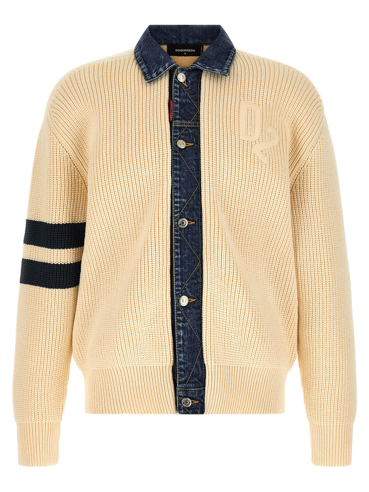 Dsquared2 Denim Mix D2 Maglioni - Beige | 8551084baade83641c17bbf4539be0d4f8872d79