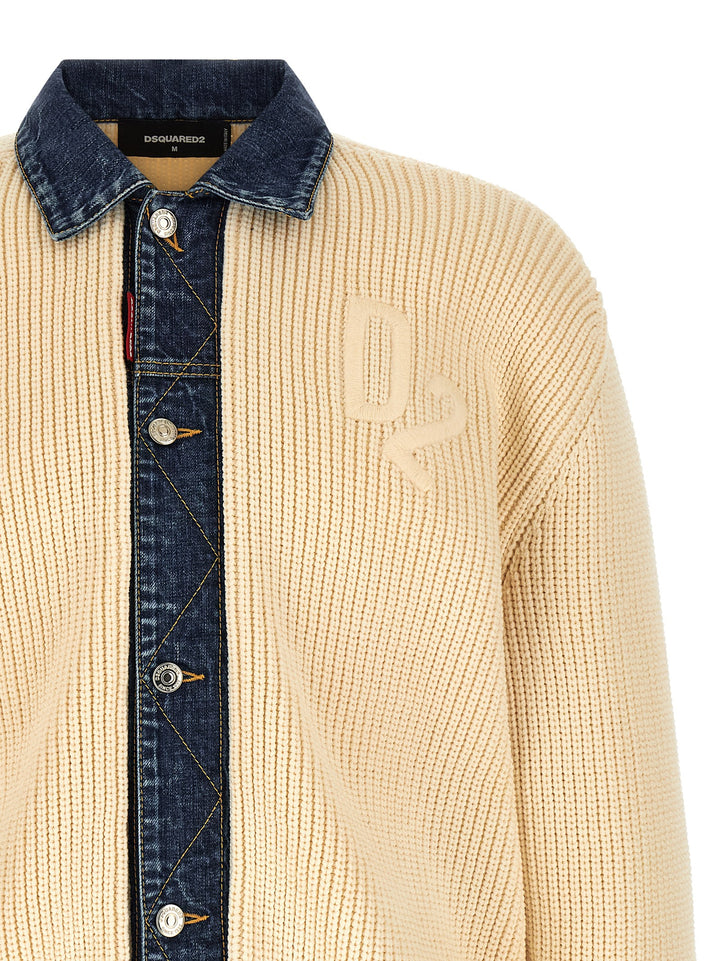 Dsquared2 Denim Mix D2 Maglioni - Beige | cb7b476b3f19c706261988daa0d0cacd638bab2a