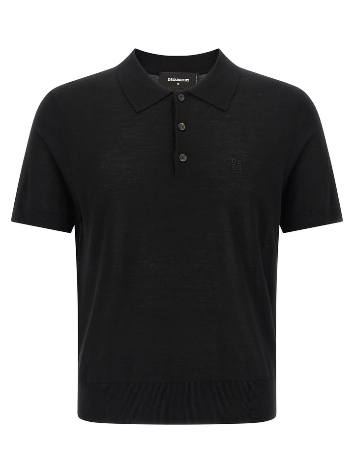 Dsquared2 Wool  Shirt Polo - Nero | dad4f362f59c75b3c07b07e41680463c2e9be15f