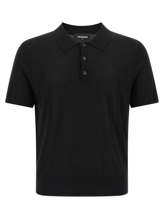 Wool Shirt Polo Nero
