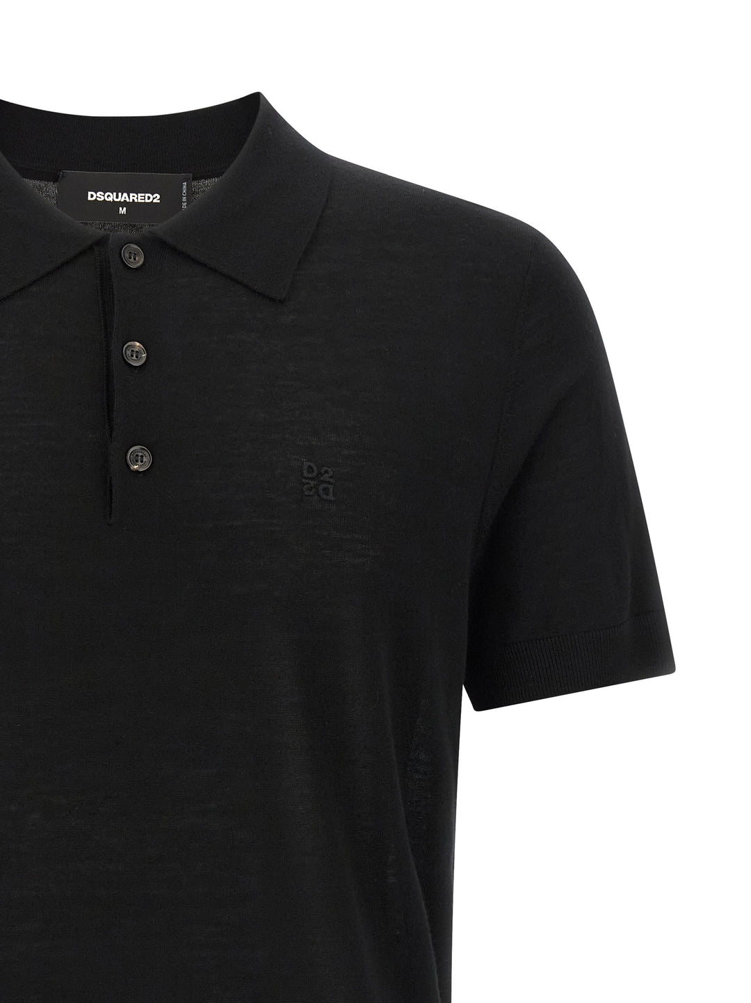 Dsquared2 Wool  Shirt Polo - Nero | 9b8bee8b16e564940df73ea28a2a79a2e63ed8ad