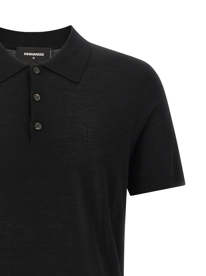 Dsquared2 Wool  Shirt Polo - Nero | 9b8bee8b16e564940df73ea28a2a79a2e63ed8ad