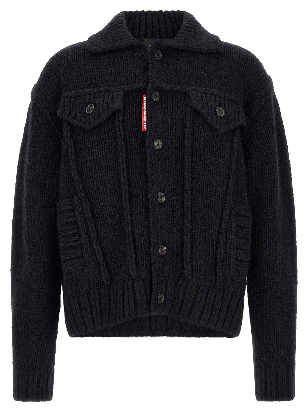 Dsquared2 Logo Patch Cardigan Maglioni - Blu | 490c0479a3ad78b560d3ab7c4e06c20242fefdc6