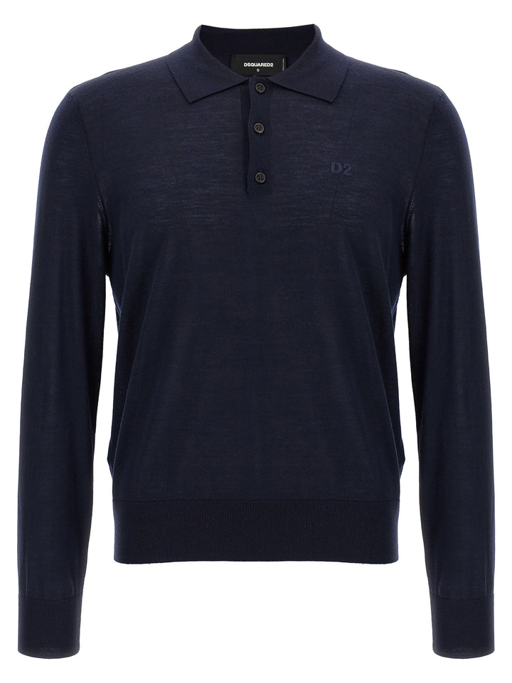 Dsquared2 Logo Embroidery  Shirt Polo - Blu | c370894539025353447e3e99665c51a87e541e7c