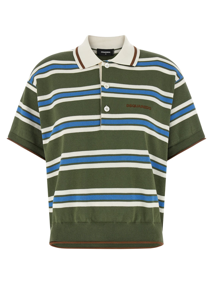 Dsquared2 Striped Knit Polo - Multicolor | 42b988a89d827073d40375c1fa5df0e2924d0991