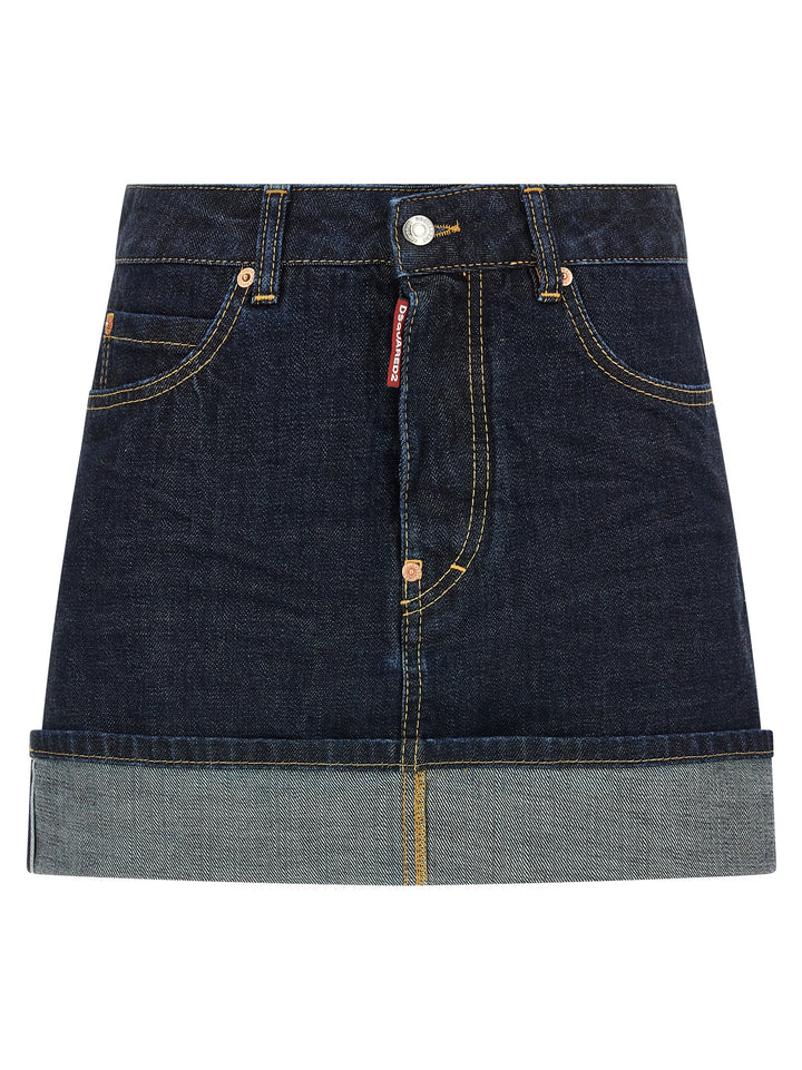Dsquared2 Cimosa Authentic Japanese Denim Gonne - Blu | 2b89ebc42c084f2d51f1ad5d103d3cac32b40037