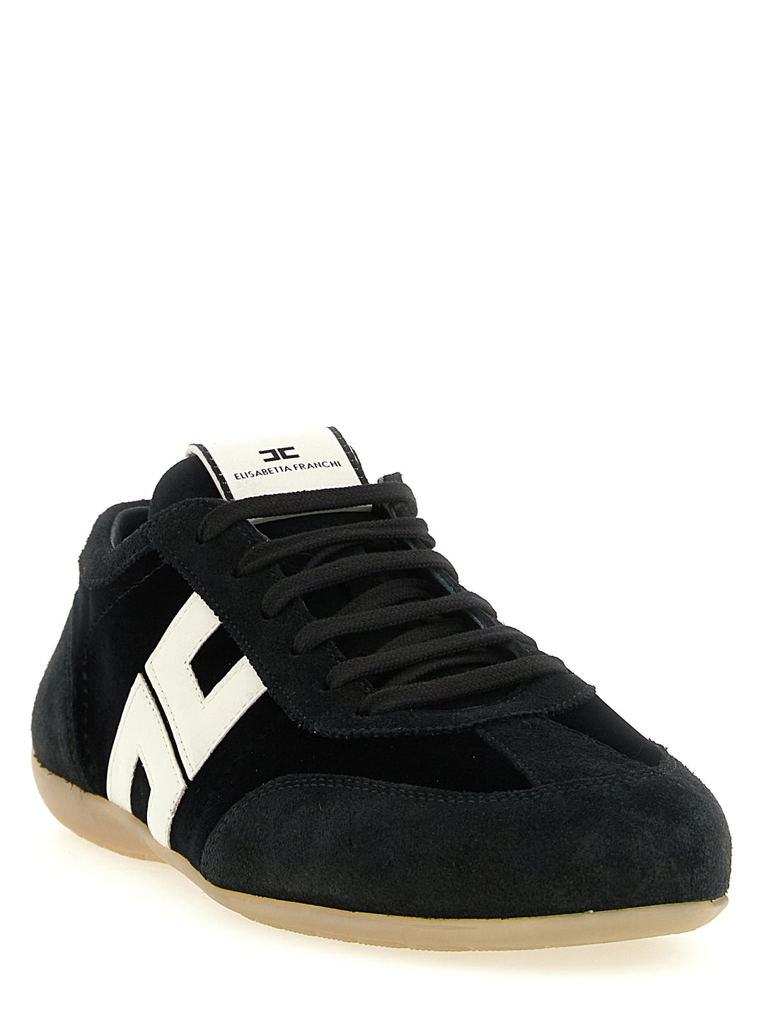 Elisabetta Franchi Nappa And Velvet Sneakers - Bianco/Nero | 5ffcfdf57c4d579169e6c25cae158bef1c7c3aba