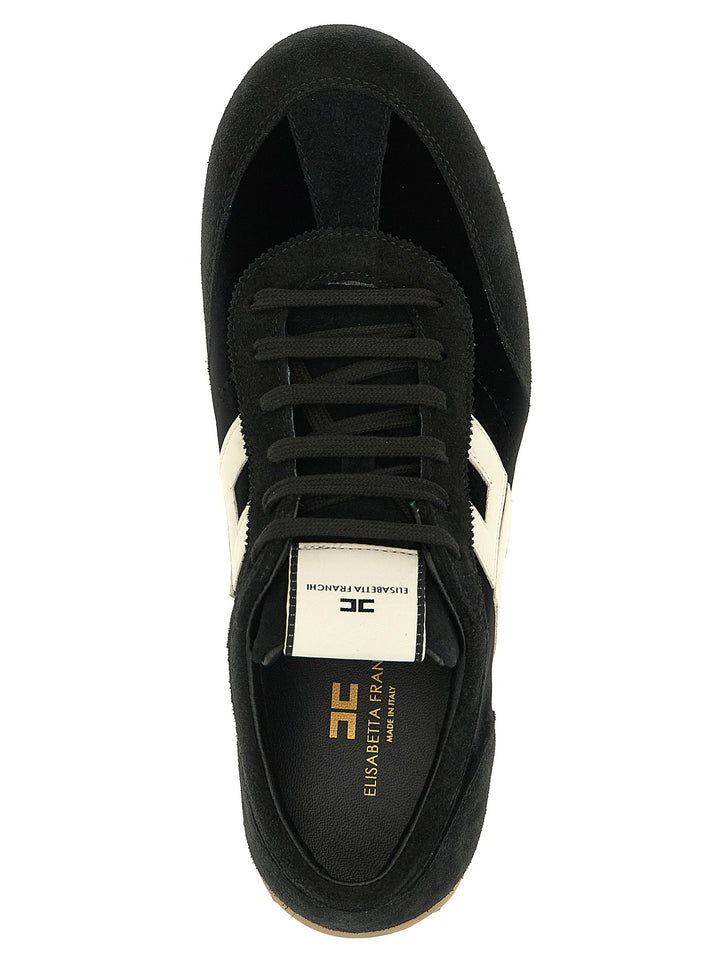 Elisabetta Franchi Nappa And Velvet Sneakers - Bianco/Nero | cbb135f9b4ee65325f21e097e2611d81fc1d7bb8