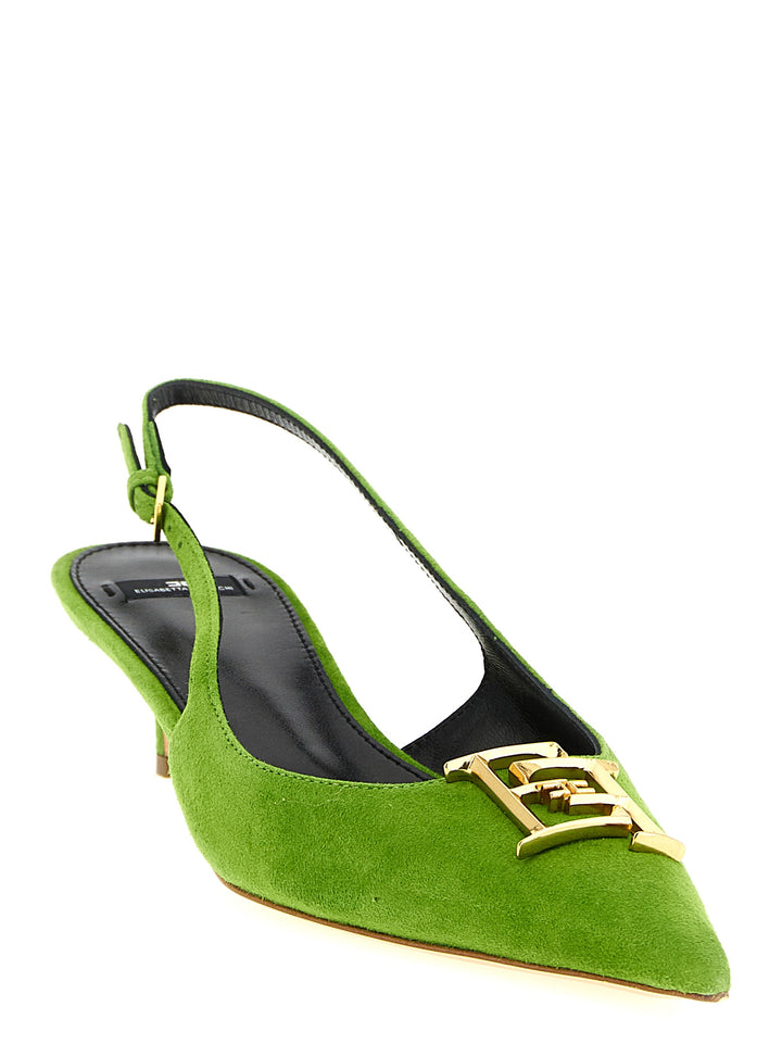 Elisabetta Franchi Suede Slingbacks Decollete - Verde | 78c332d37416e69cbc5eaaf827f83aa2b63417e7
