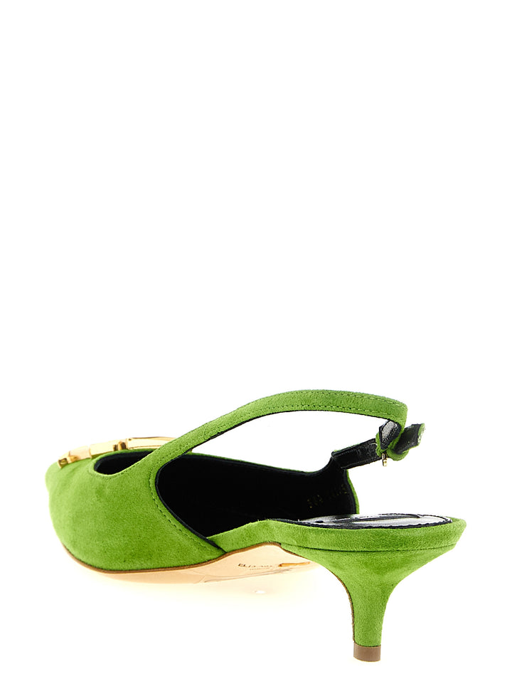 Elisabetta Franchi Suede Slingbacks Decollete - Verde | 861eeb33cba2cf5ff915bd48d547ab7e0c081964