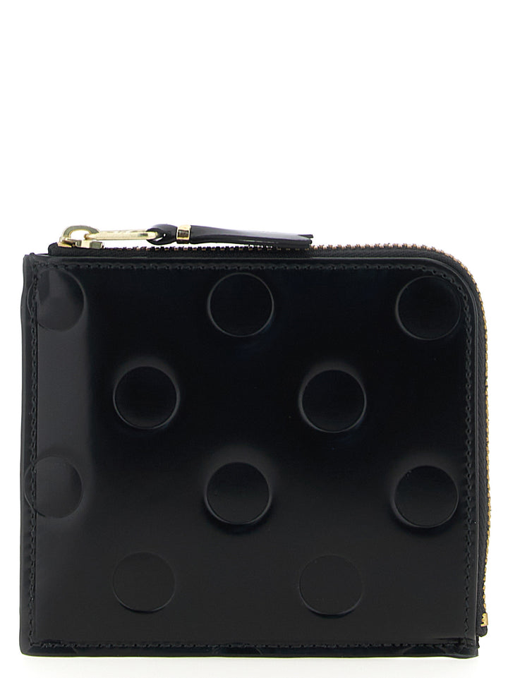 Comme Des GarçOns Wallet Polka Dots Embossed Portafogli - Nero | d125f84cea3bb1ccf8c5297f4ebc79424fd865d9