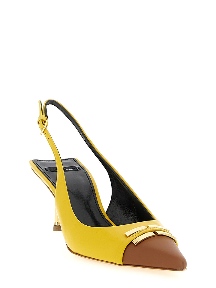 Elisabetta Franchi Leather Slingback Decollete - Giallo | d496eca2817e12627f87840517808493523190d8