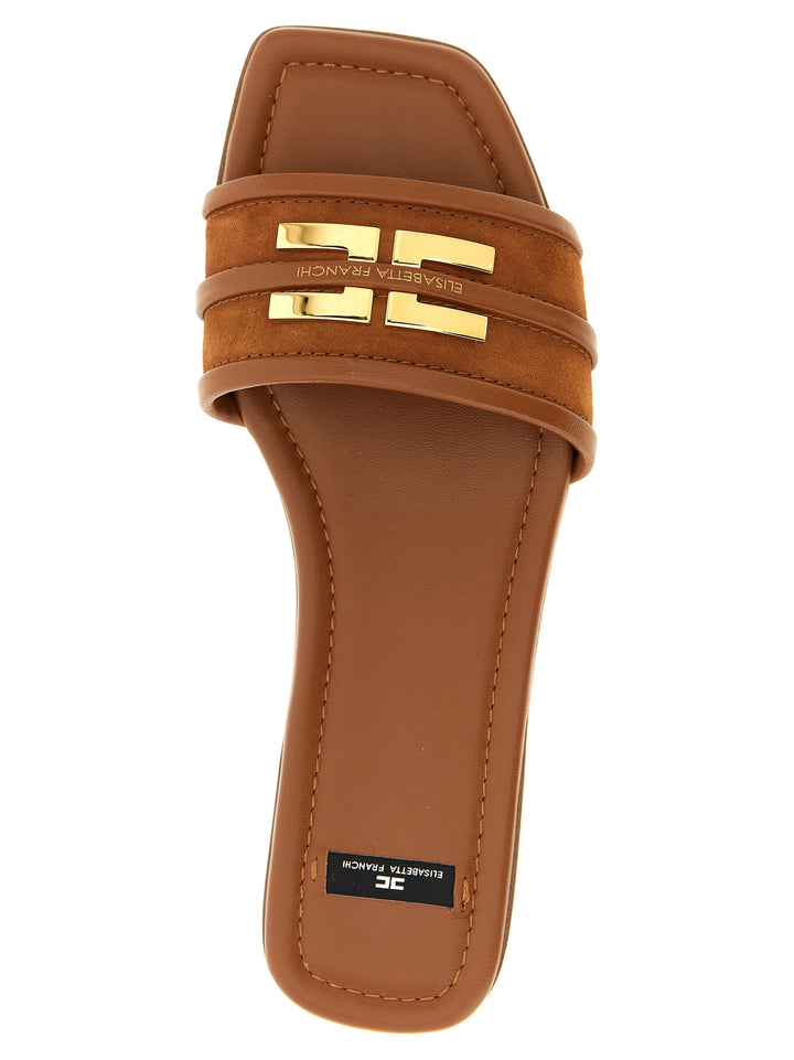 Elisabetta Franchi Logo Slides Sandali - Marrone | 1efb9faa34c2a0ff2093f3302ad1fd368c440b8d