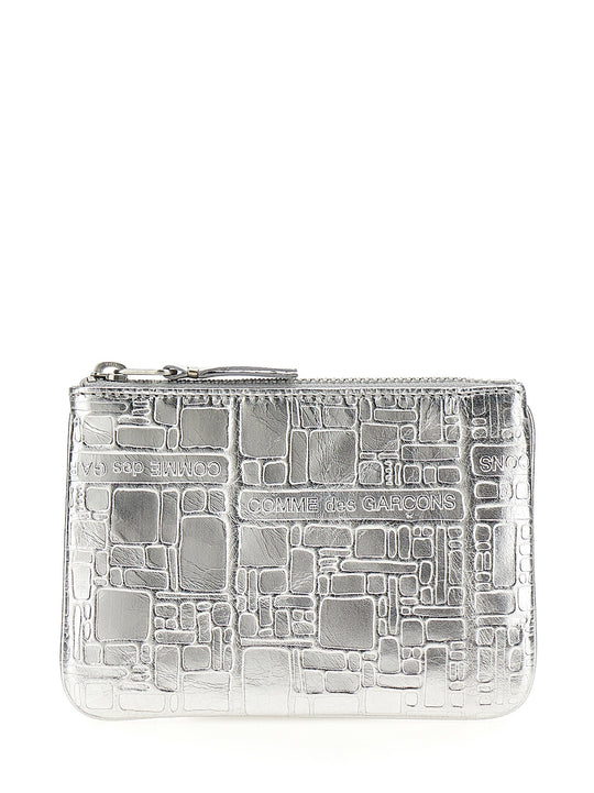 Texture Leather Wallet Portafogli Silver