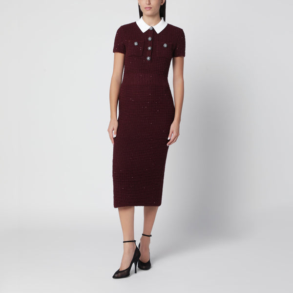 Bordeaux Midi Dress In Textured Knit