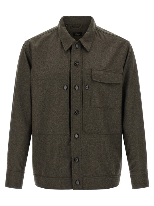 Wool Cloth Overshirt Camicie Grigio