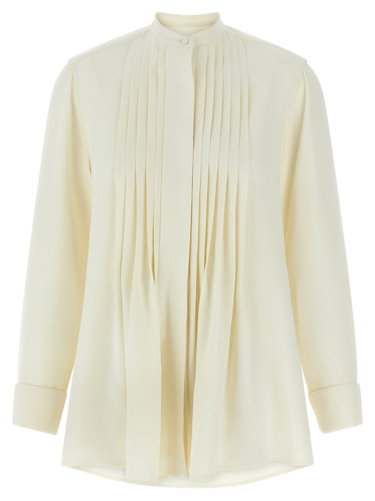 Pleated Plastron Shirt Camicie Bianco