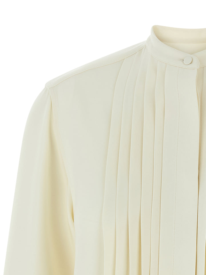 Brioni Pleated Plastron Shirt Camicie - Bianco | 5dc3f8e21a574f4a8c52a6c772b1395296c4c7bb