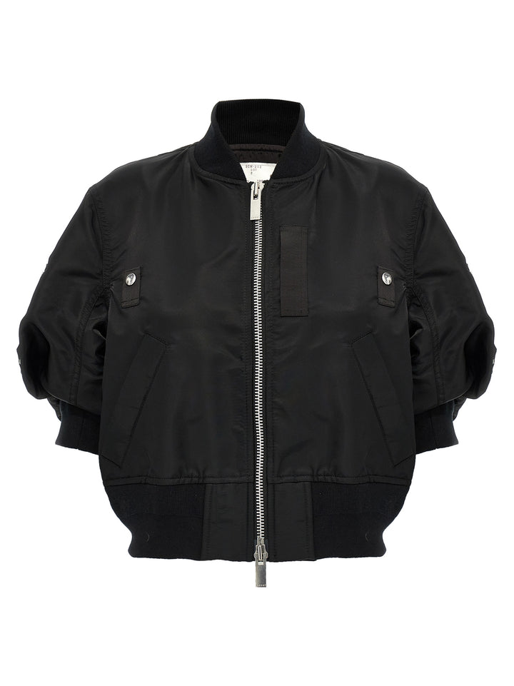 Sacai 3/4 Sleeve Bomber Jacket Puffer Jackets - Nero | 05d77124ad2ab7a5e72e6cdfb0788bfe79364a58
