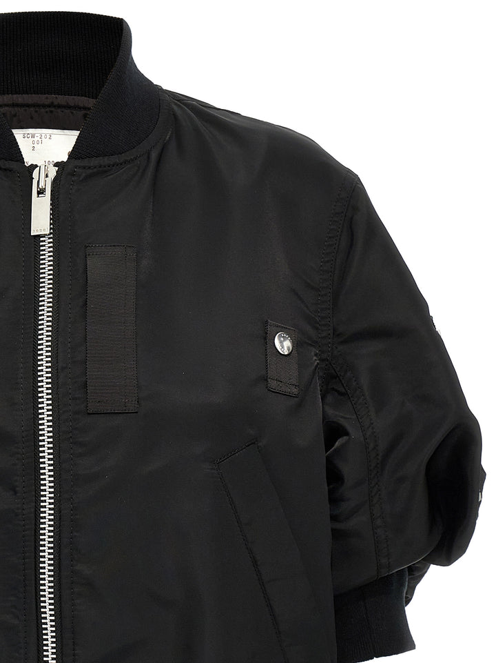 Sacai 3/4 Sleeve Bomber Jacket Puffer Jackets - Nero | afe7364bdf672df1b51acebd4b0c7a2744b3e44a