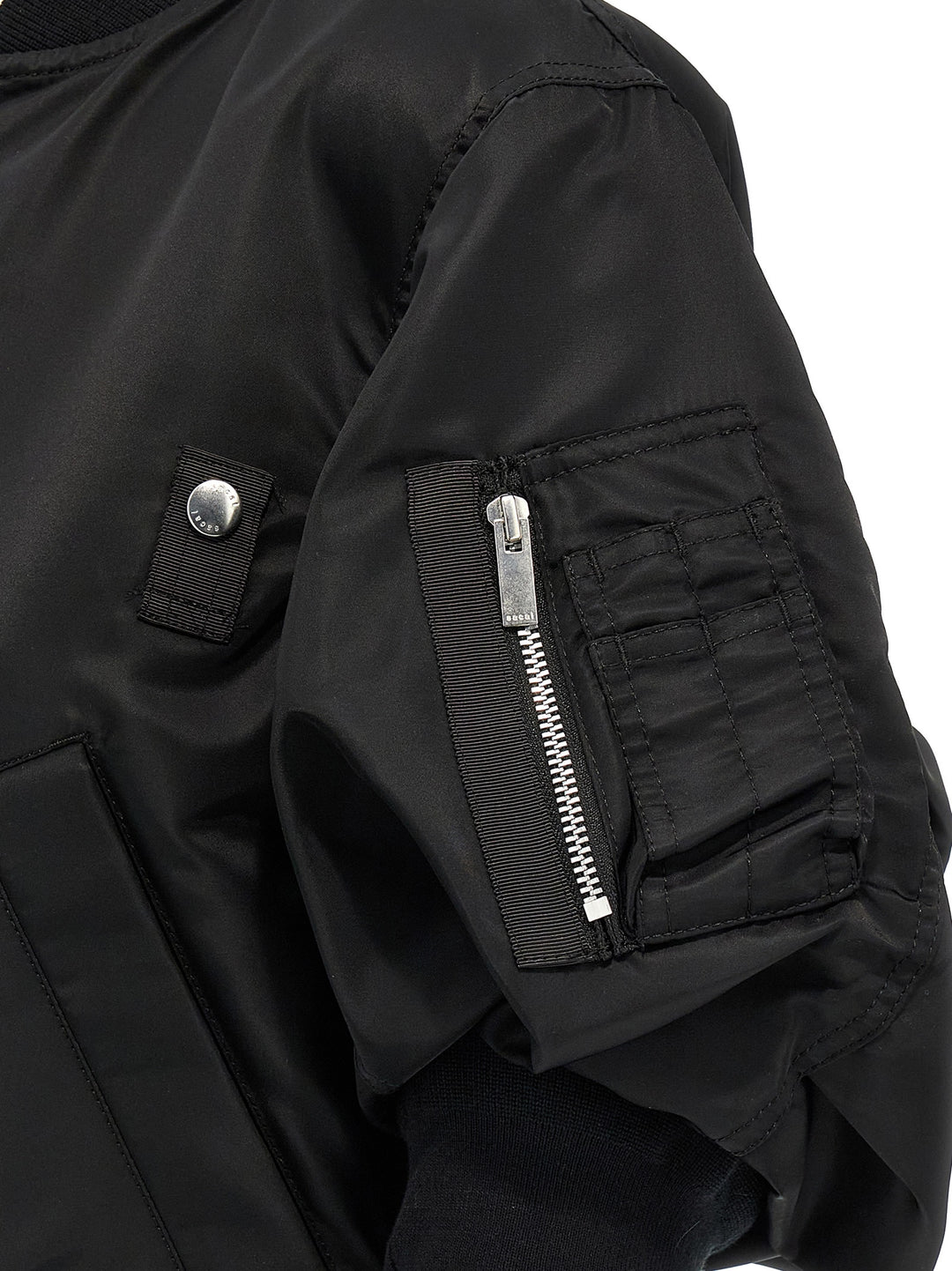 Sacai 3/4 Sleeve Bomber Jacket Puffer Jackets - Nero | 735f62fea3cb32b38dd10a00e11479c1da26d6ed