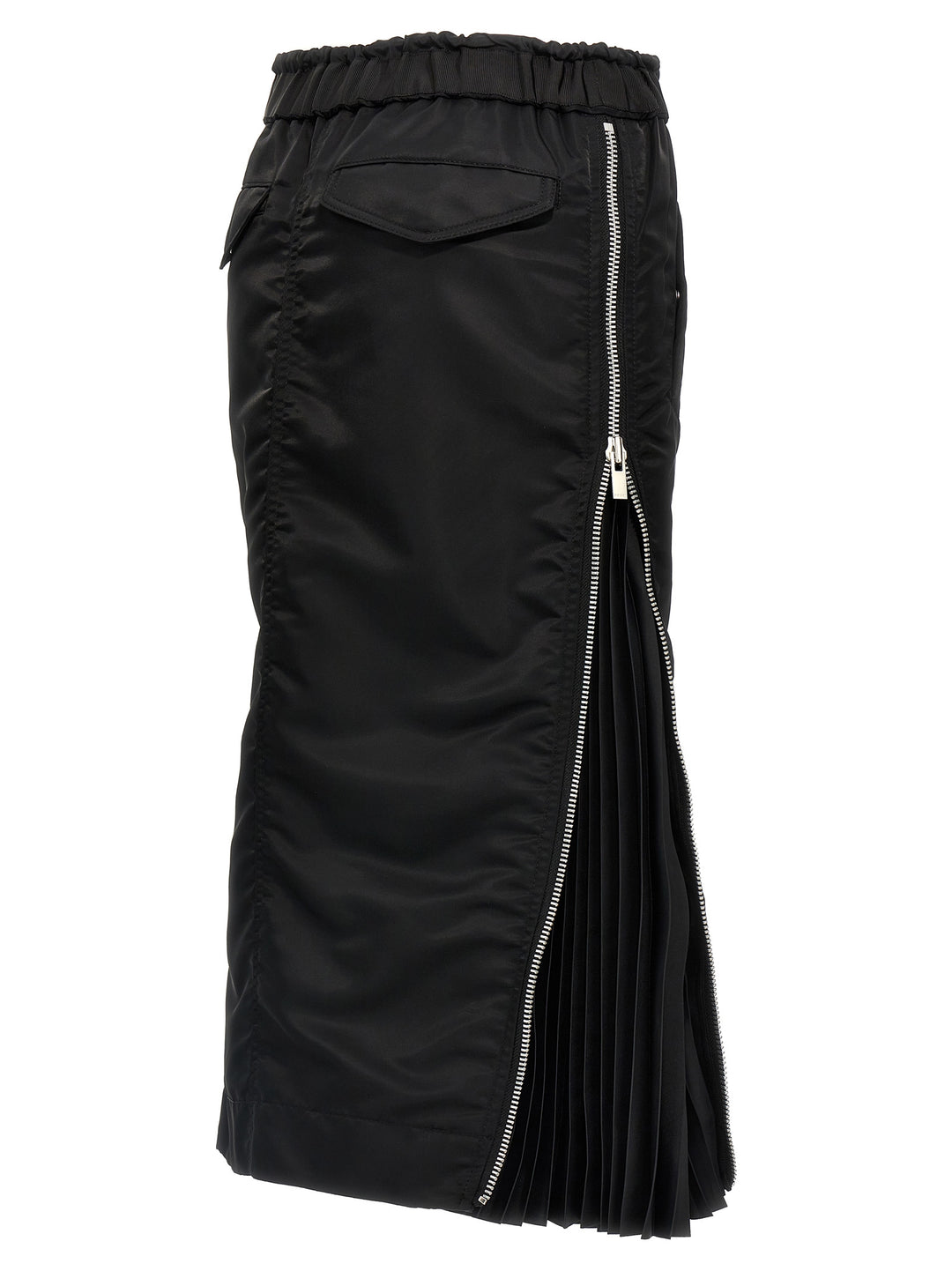 Sacai Pleated Insert Skirt Gonne - Nero | b2ce671ae3e6796688a00aaaa3a8db9e1ecb53cc