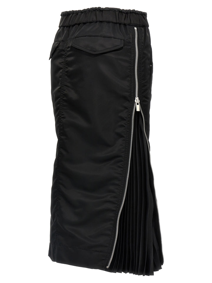 Sacai Pleated Insert Skirt Gonne - Nero | b2ce671ae3e6796688a00aaaa3a8db9e1ecb53cc