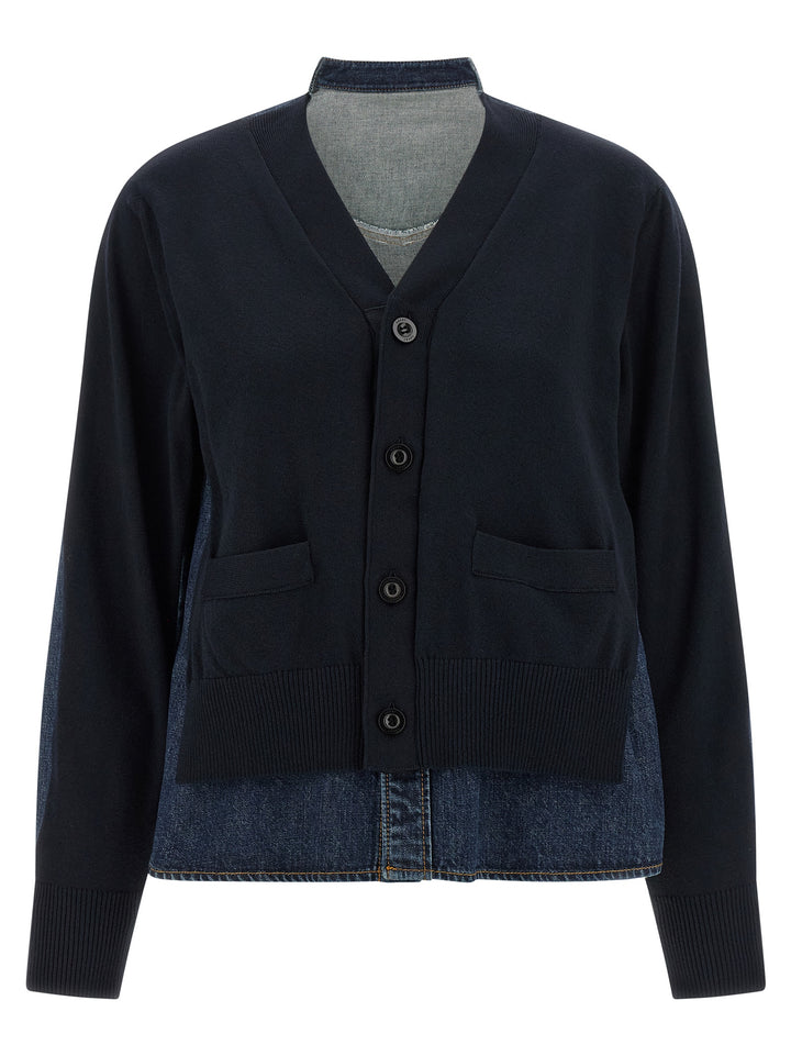 Sacai Shirt Cardigan Maglioni - Blu | b1e805bd43cffce8bc50c2fa9bb02c8fd3e2a625