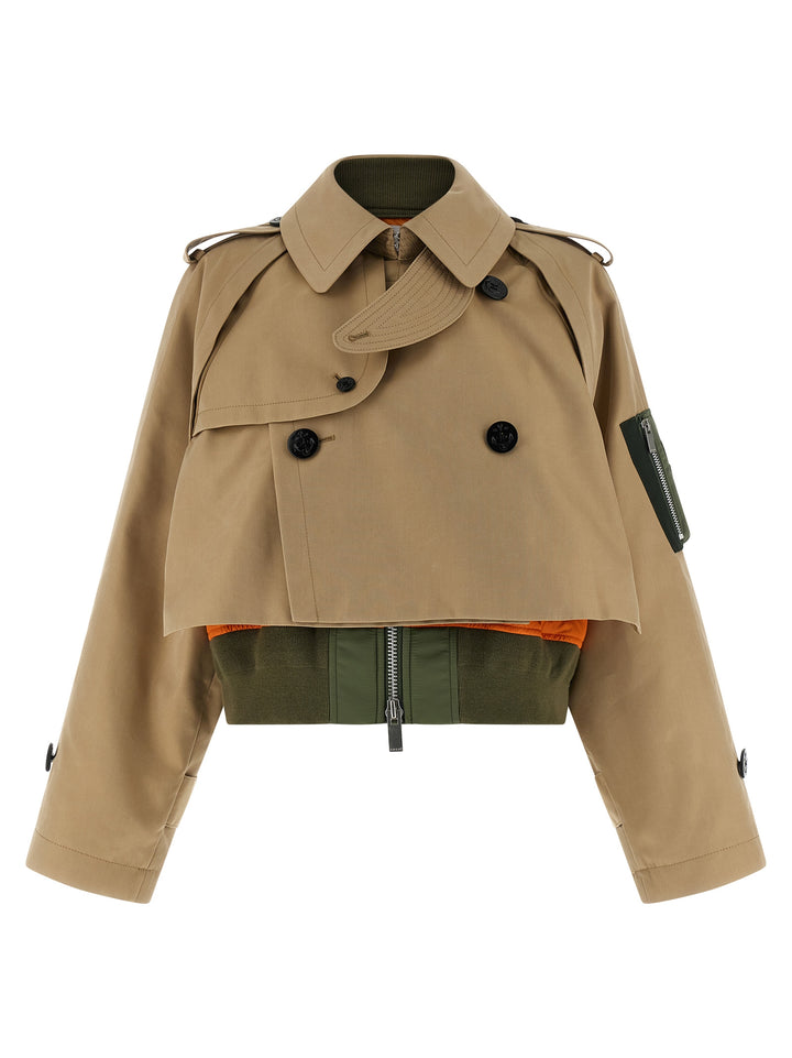 Sacai Double Layer Trench Coat Trench e Impermeabili - Beige | 015b6a0ce0e6142d90118eef1fde8ca228f64de5