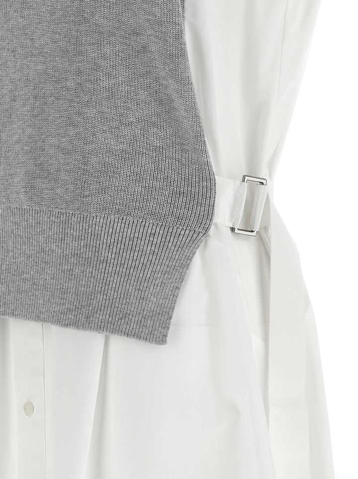 Sacai Hybrid Dress Abiti - Bianco | 1f4f5b922f8c087da8c59b905995b620200b6e01