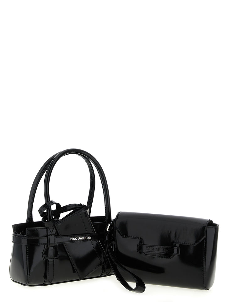 Dsquared2 Twin Mini Borse a Mano - Nero | 41d28b2c78889f031eb922b0a2f507786d3dbde4