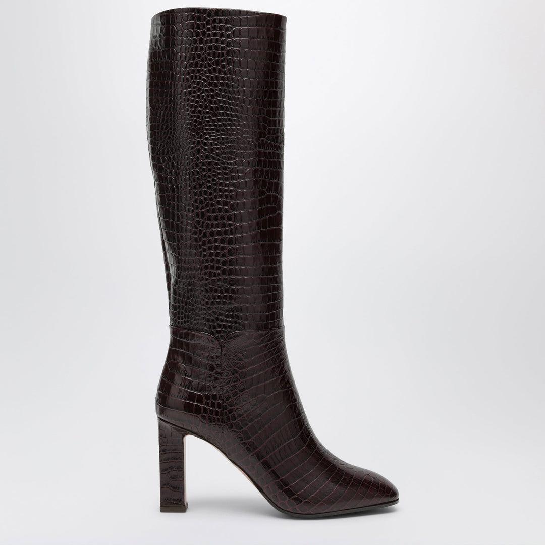 Aquazzura Sellier 85 Burgundy Printed Leather Boots