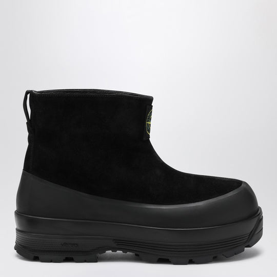 Black Suede Ankle Boot With Logo
