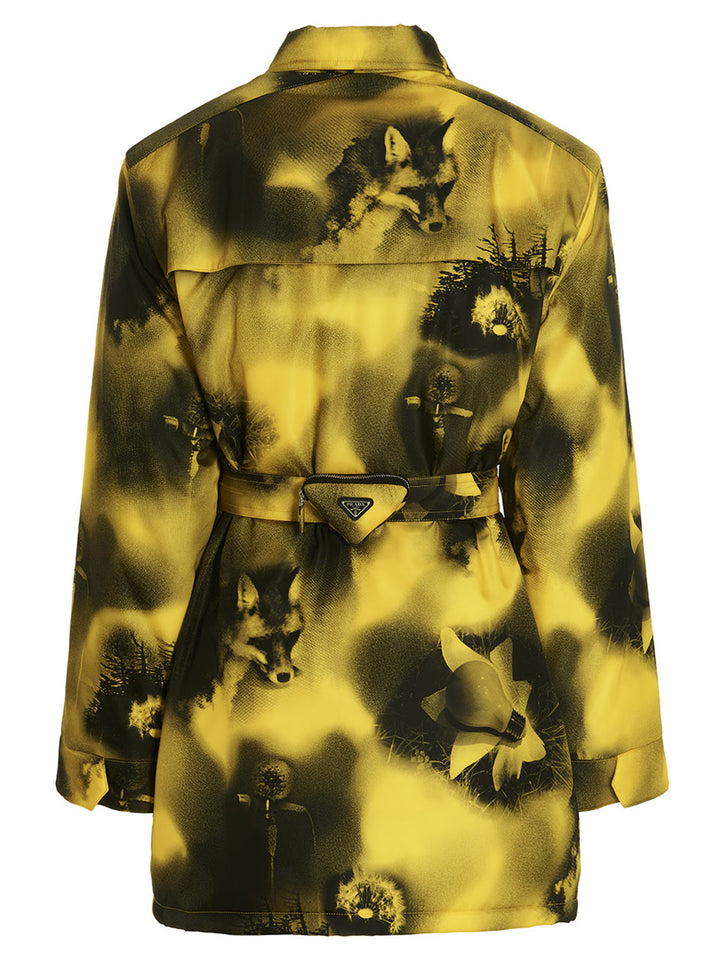 Prada Re-Nylon Printed Parka Giacche - Giallo | f828a72d37b4b65104f425eeaf1eb83b2157f64f