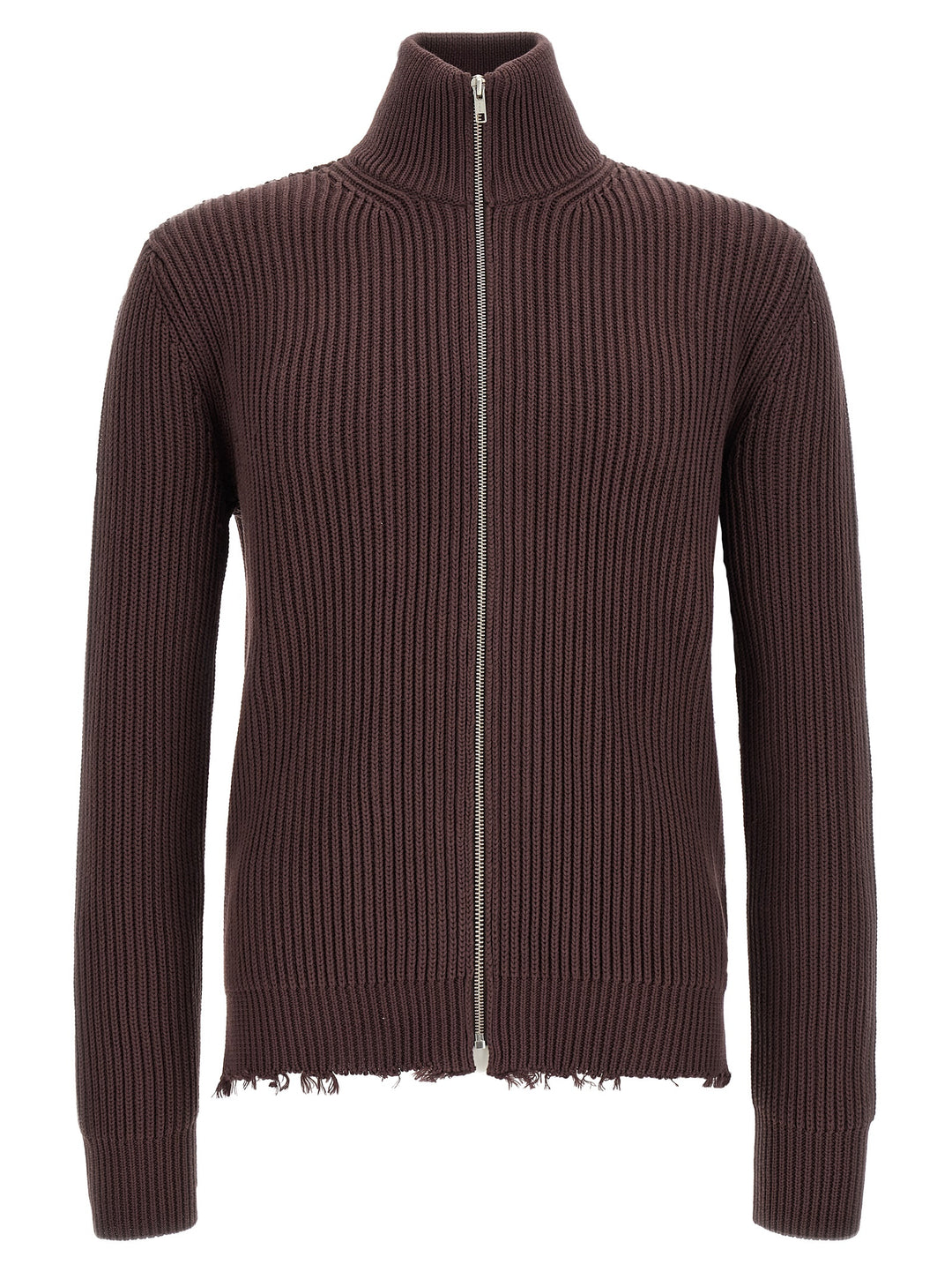 Mm6 Maison Margiela Ribbed Cotton Turtleneck Sweater Maglioni - Marrone | 54eeb9eba89aaa40c6f2341ab9c30c709412e675