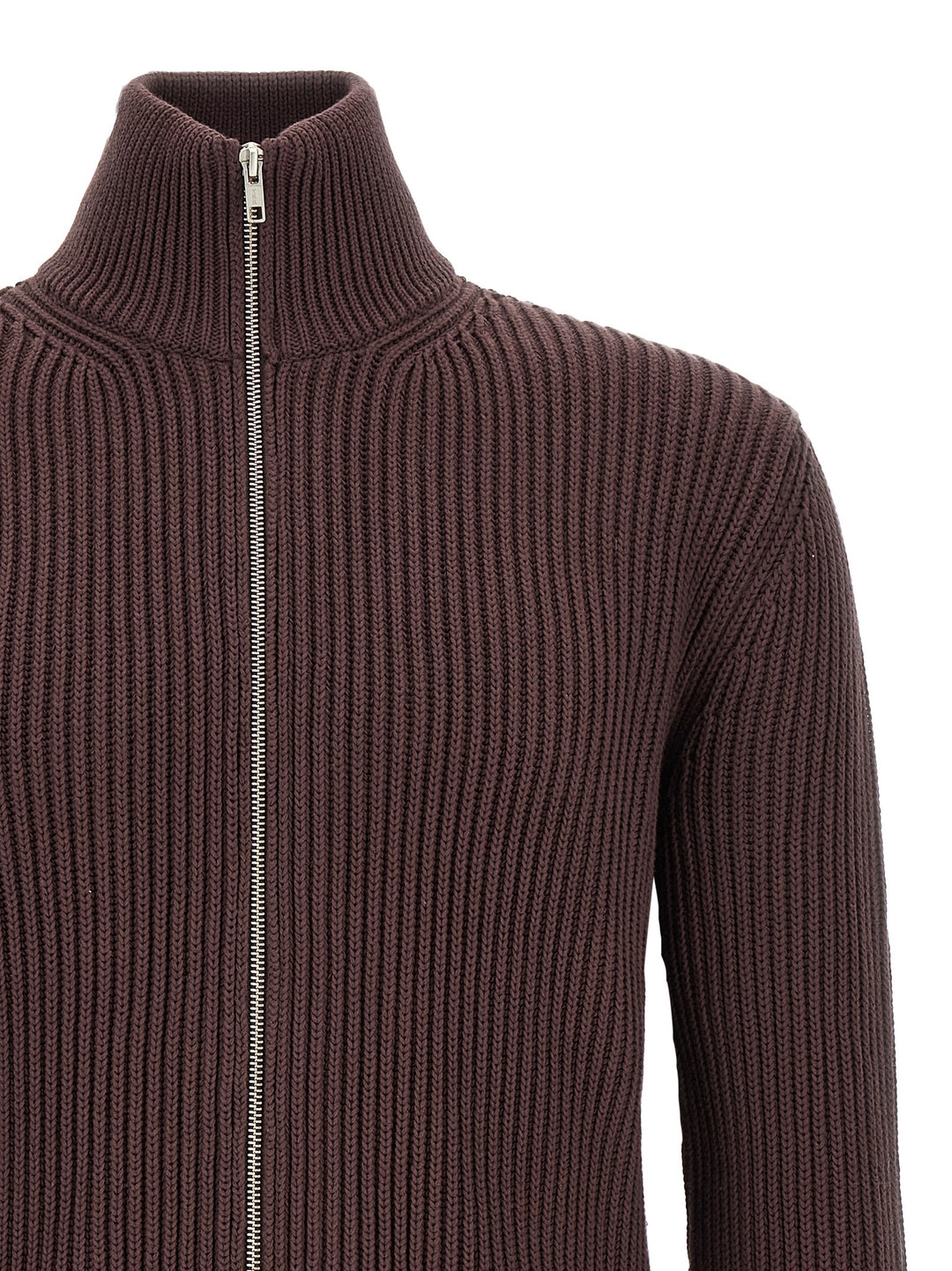 Mm6 Maison Margiela Ribbed Cotton Turtleneck Sweater Maglioni - Marrone | d168856b96481cb2703d3b881a66fad69fabb5d3