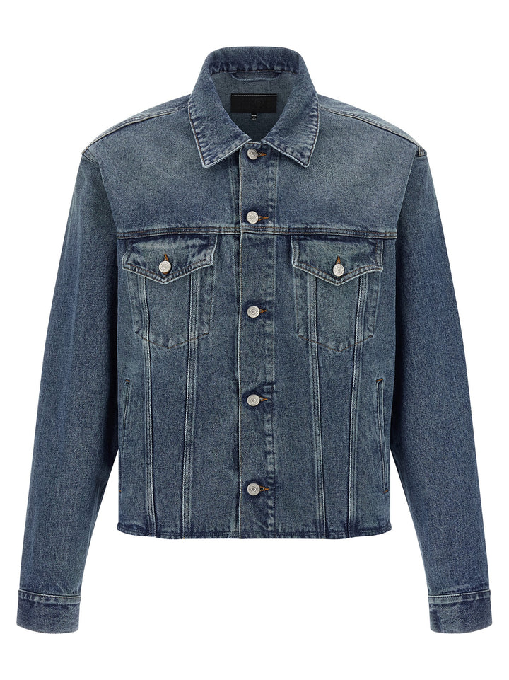 Mm6 Maison Margiela Raw Cut Denim Jacket Puffer Jackets - Blu | 115950449c84d20167e05eebfb25df9a5e765e5b