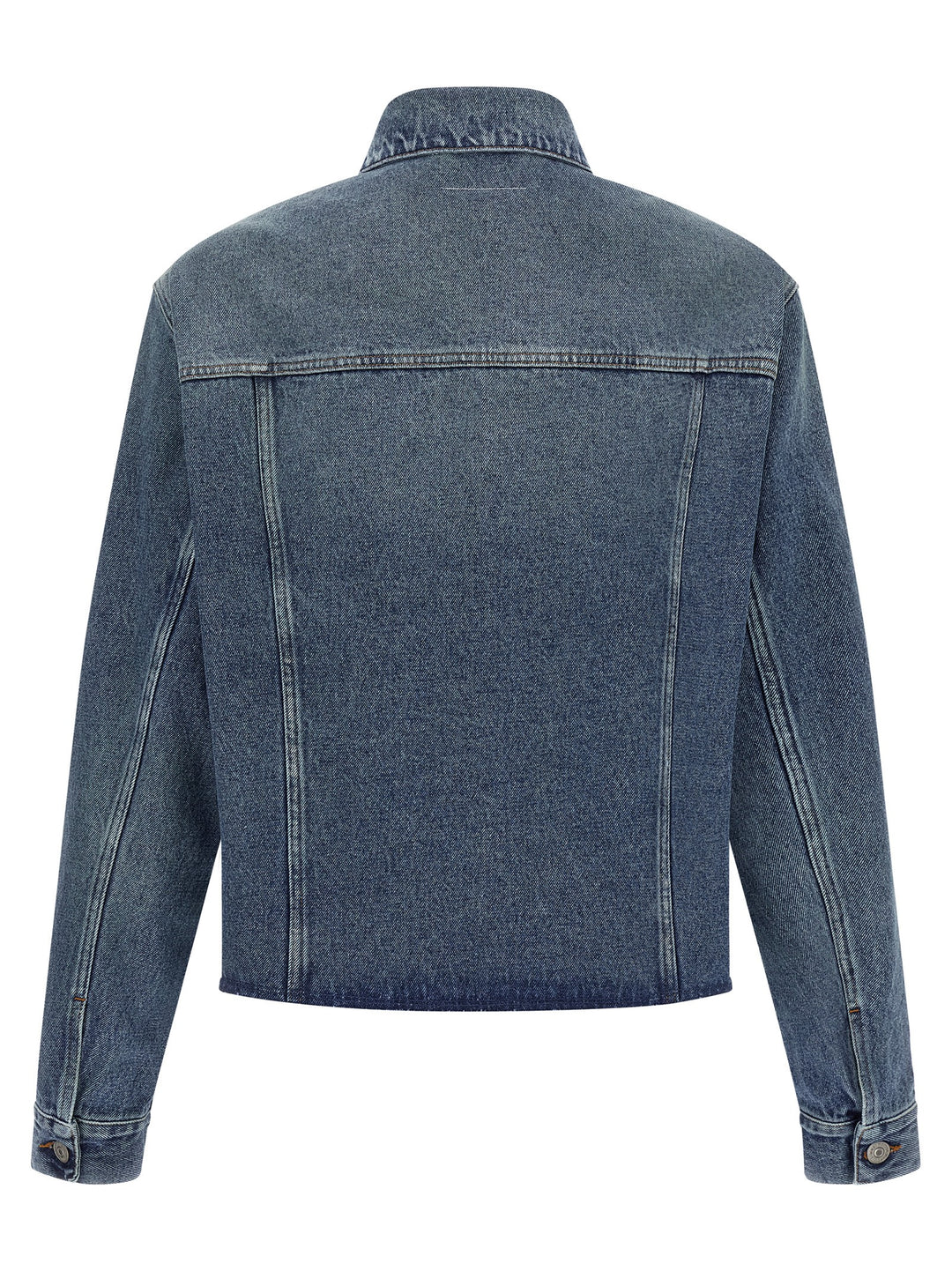 Mm6 Maison Margiela Raw Cut Denim Jacket Puffer Jackets - Blu | 3f35ce33455e3c44680f420441498c094fc39b3f