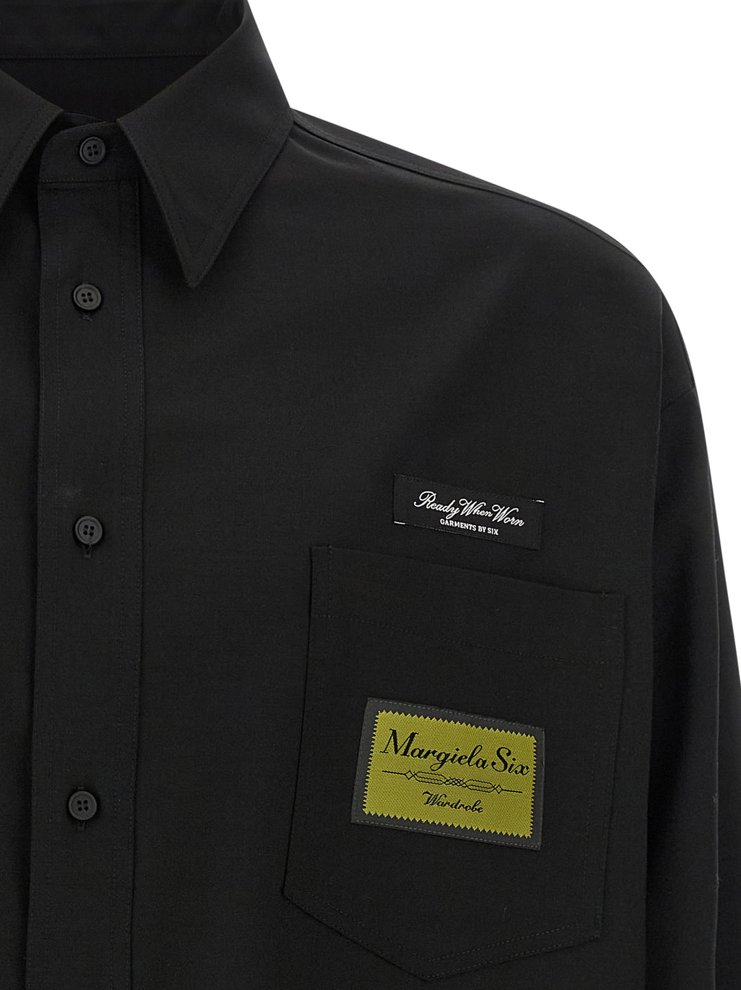 Mm6 Maison Margiela Jacquard Label Shirt Camicie - Nero | dbfabb4104d50c62df66fc7dd952ad7662bafb77