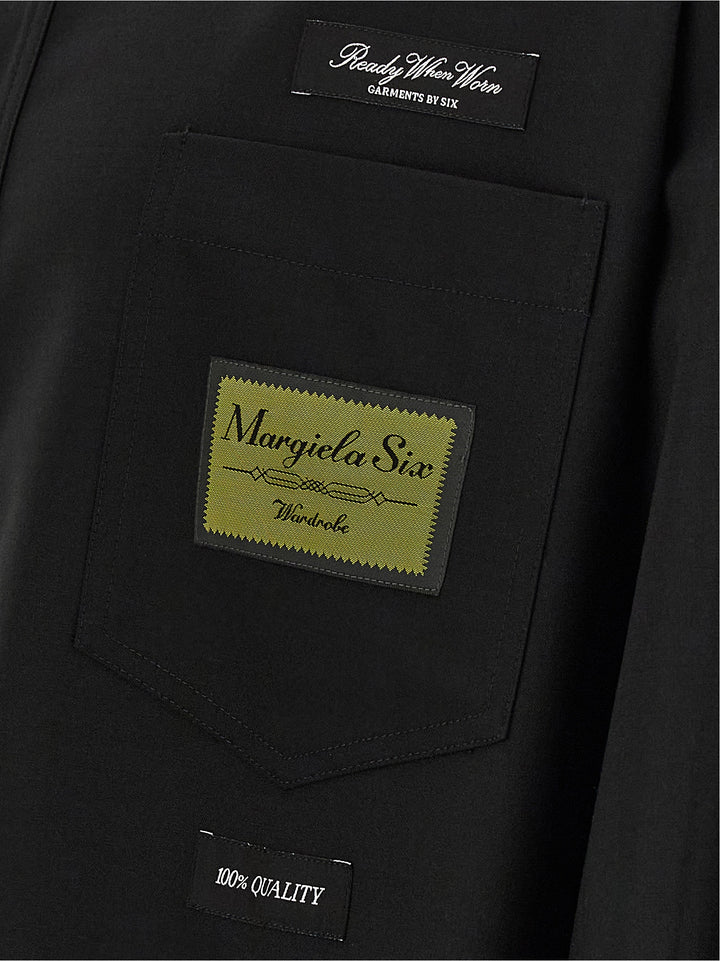Mm6 Maison Margiela Jacquard Label Shirt Camicie - Nero | a639249e1784b5e3713324fe2256b1eff691a9d8