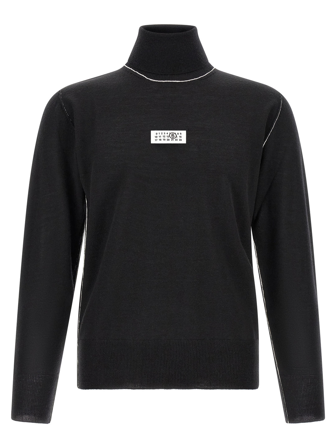 Mm6 Maison Margiela Turtleneck Sweater With Contrast Stitching Maglioni - Nero | 3ef4752dc3f1a59f02290551356dff6c5a5aca65
