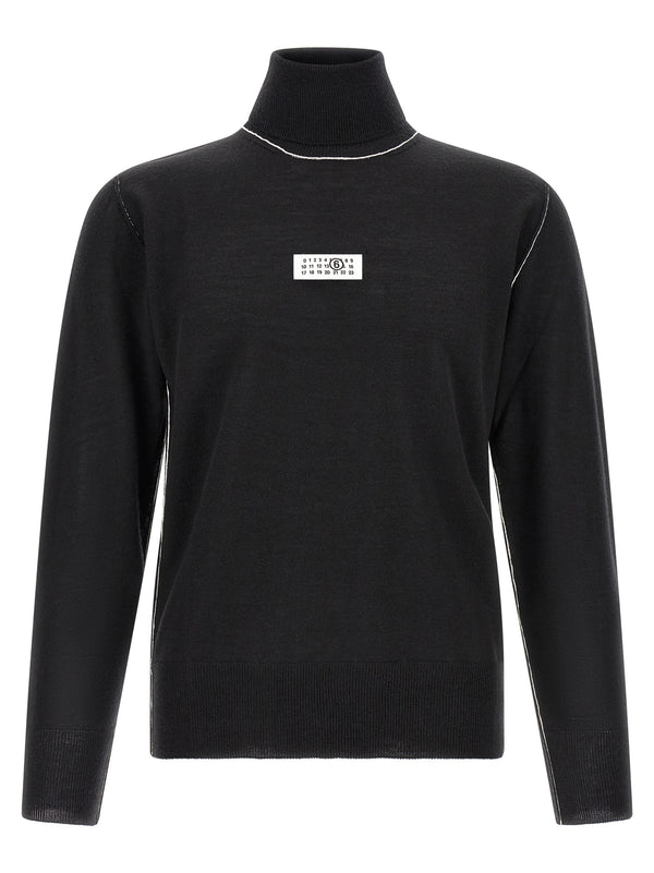 Turtleneck Sweater With Contrast Stitching Maglioni Nero