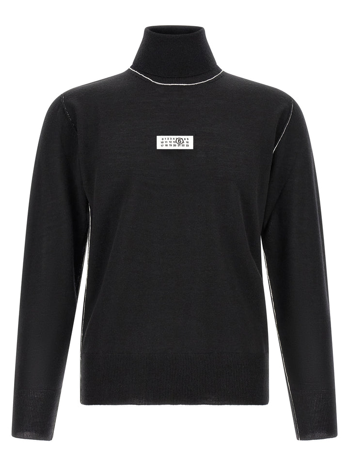 Mm6 Maison Margiela Turtleneck Sweater With Contrast Stitching Maglioni - Nero | 3ef4752dc3f1a59f02290551356dff6c5a5aca65