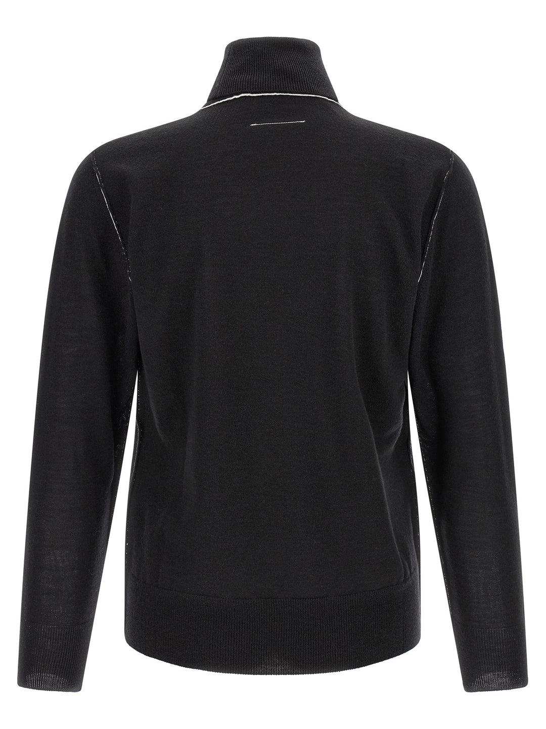 Mm6 Maison Margiela Turtleneck Sweater With Contrast Stitching Maglioni - Nero | b04291a835468309dd61a6e26a335a5b7352438a