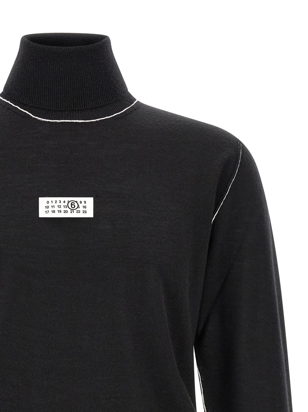 Mm6 Maison Margiela Turtleneck Sweater With Contrast Stitching Maglioni - Nero | 0ae8864031c419e3f44cd60d04ae7d533bd64647