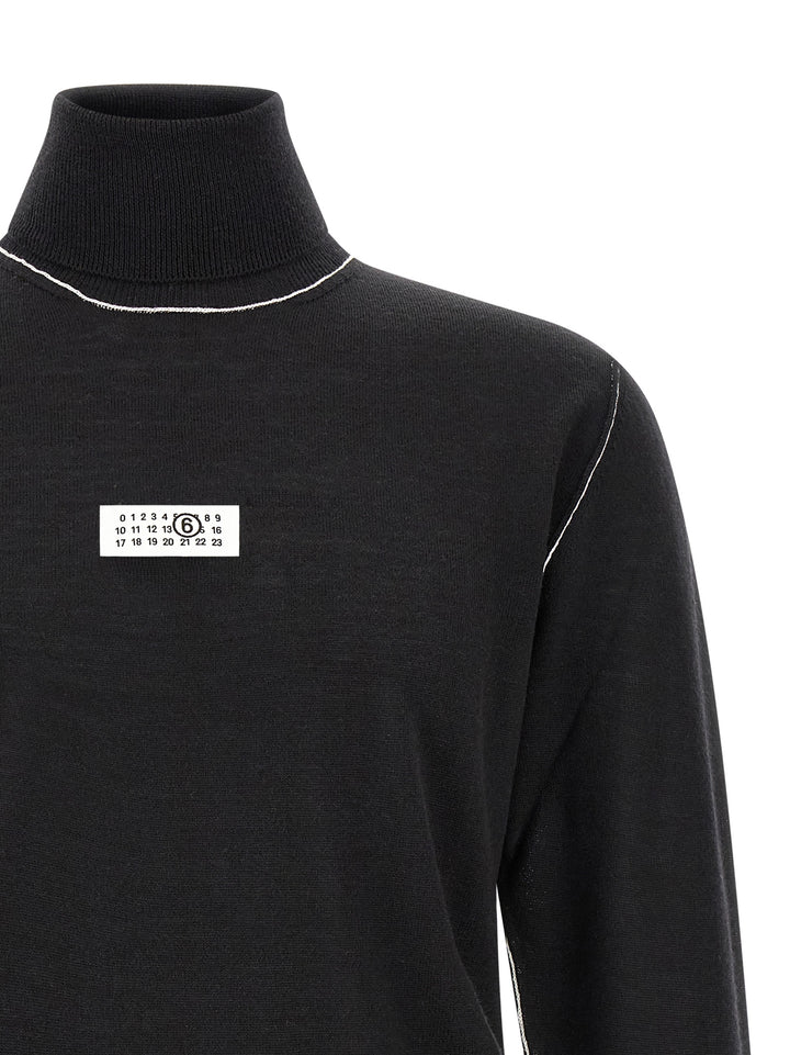 Mm6 Maison Margiela Turtleneck Sweater With Contrast Stitching Maglioni - Nero | 0ae8864031c419e3f44cd60d04ae7d533bd64647