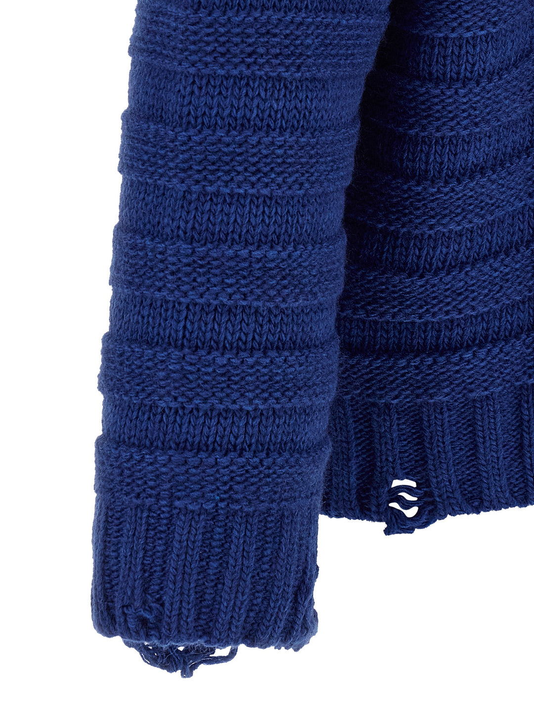 Mm6 Maison Margiela Distressed Wool Cardigan Maglioni - Blu | c3da31ef42e09f6efec48a740d21bbe145f43fea