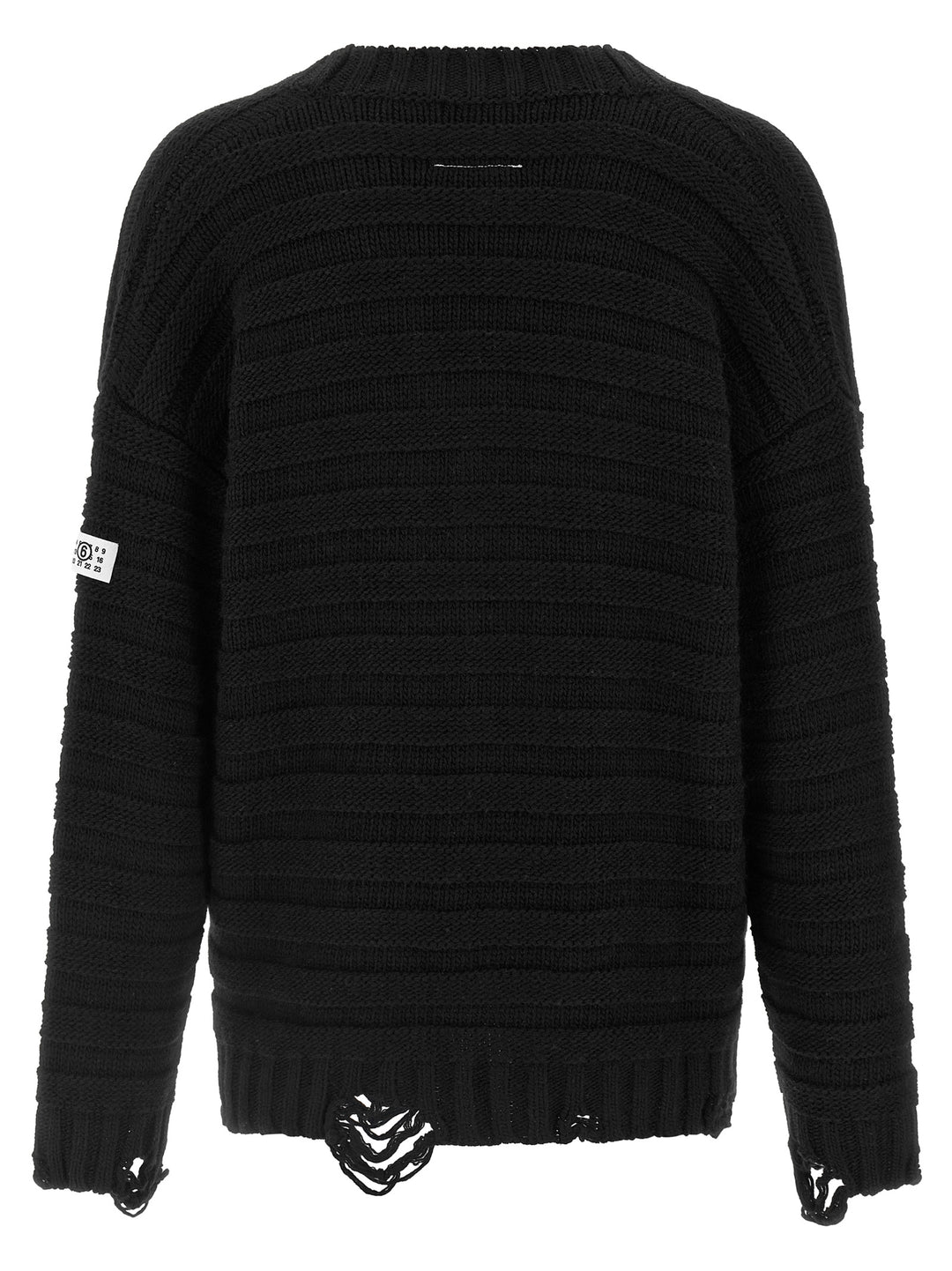 Mm6 Maison Margiela Distressed Wool Cardigan Maglioni - Nero | 124ebd919eee7308fae4c948d11ef9726bee79d5